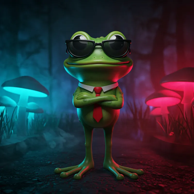 Cool Cartoon Frog in Neon Swamp