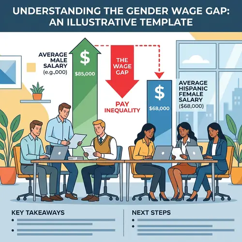 Gender Wage Gap Illustrations: Caucasian Men vs Hispanic Women