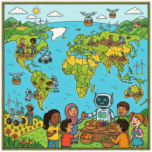 Harmonious Global Scenery: Humans and Robots Cultivating Crops Together