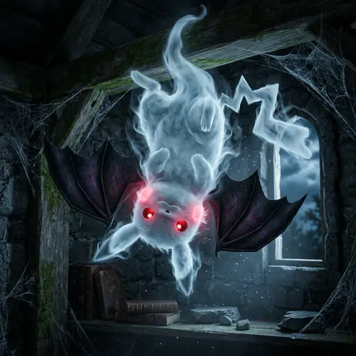 Ghost Pikachu: Bat-Like Creature with Red Eyes and Black Wings