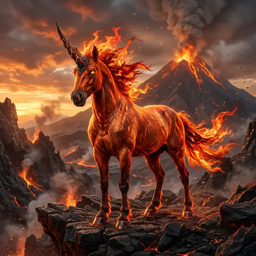 Fantasy Fire Unicorn Creature: Mythical Guide