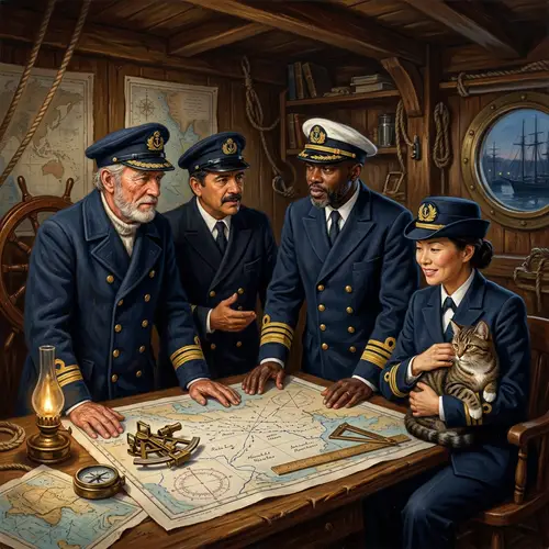 Marine Sailing Captains Oil Painting