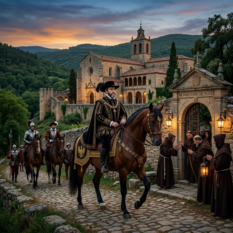 Carlos V Arriving on Horseback at Yuste Monastery | Historical Moment