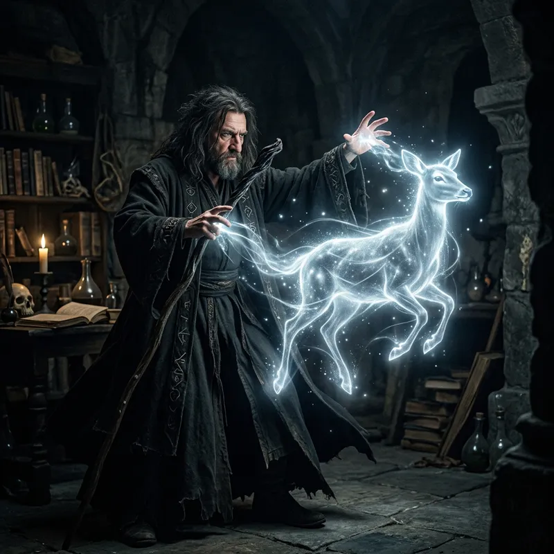 Severus Snape with Patronus | Spectral Doe Fantasy Art
