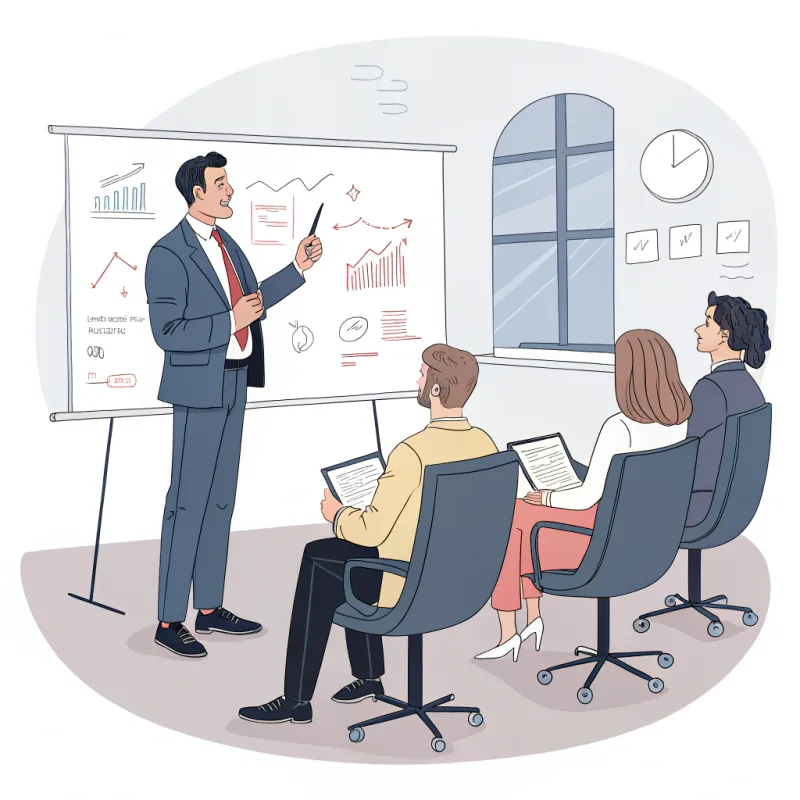 Businessman Engages Audience with Whiteboard Session