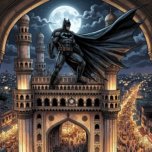 Batman on Charminar: A Nocturnal Heroic Tale