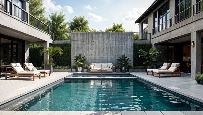 Stunning Industrial Outdoor Pool Area Design