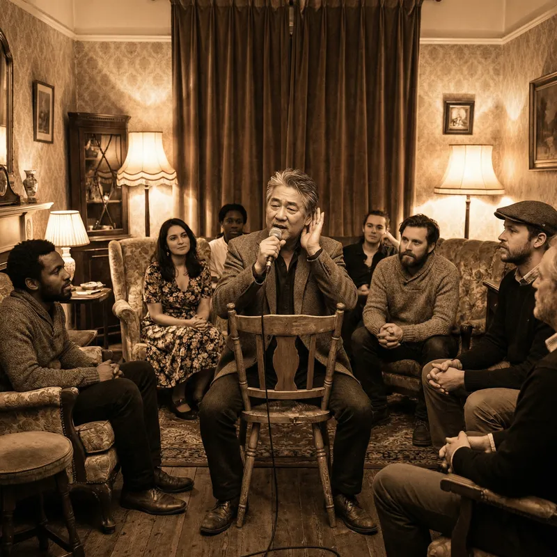 Vintage Room | Asian Man Captivating Audience with Melodic Serenade