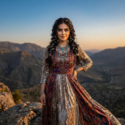Dazzling Snake-Skin Patterned Dress Inspired by Kurdish Textiles