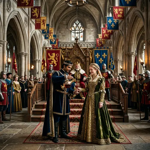 Medieval Palace Scene: Prince and Princess in Grandeur