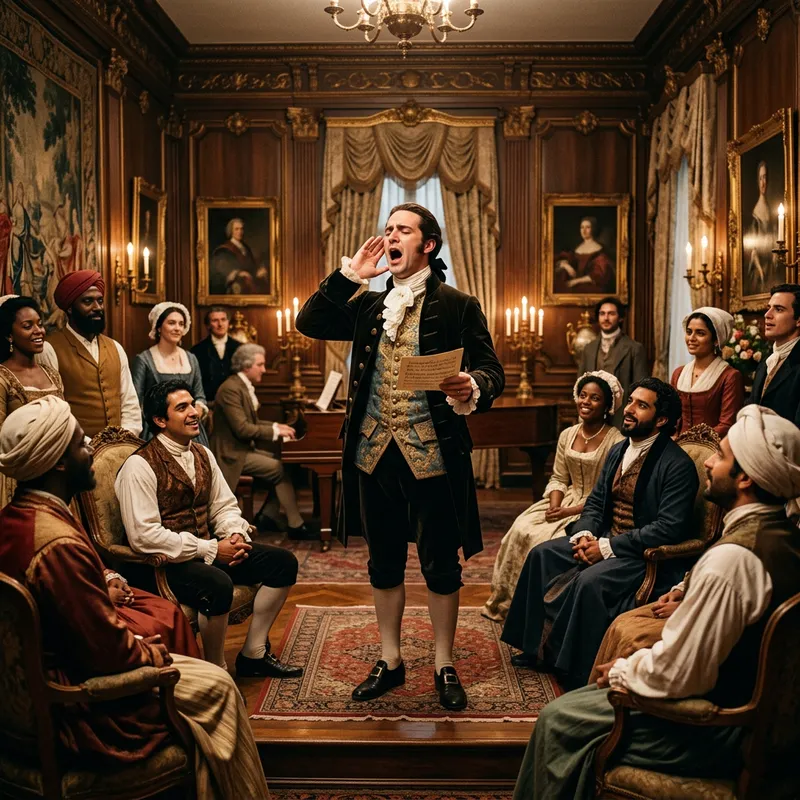 Historical Performance: Diverse Audience in Antique Room Historical Performance: Diverse Audience in Antique Room