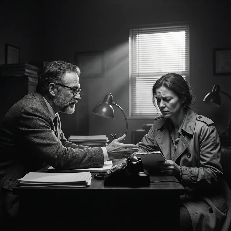 Intense Emotional Exchange Between Psychologist and Journalist in Dramatic Setting Intense Emotional Exchange Between Psychologist and Journalist in Dramatic Setting