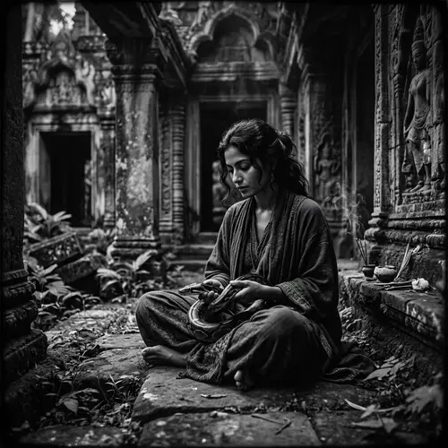 Mystical Twilight at Ancient Temple Ruins