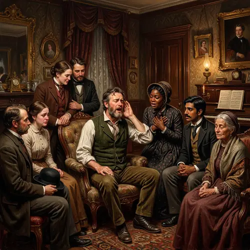 Historical Melodic Scene in Ornately Furnished Vintage Room