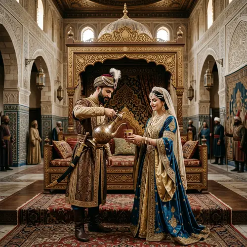 Middle Ages Kurdish Prince and Middle Eastern Princess at Grand Palace