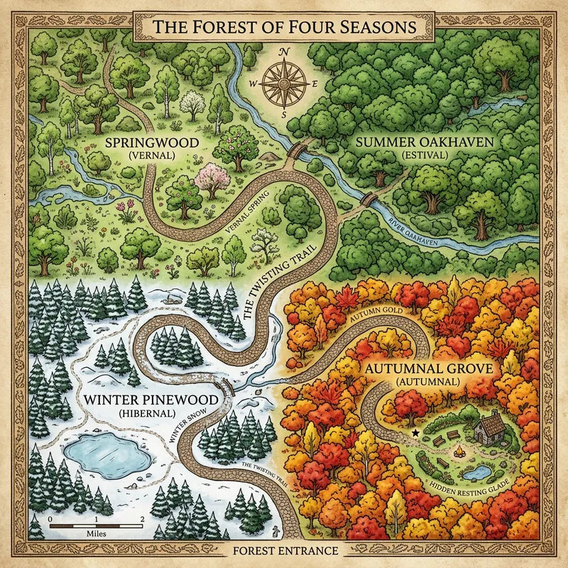 Beautiful Bird's Eye View Forest Map
