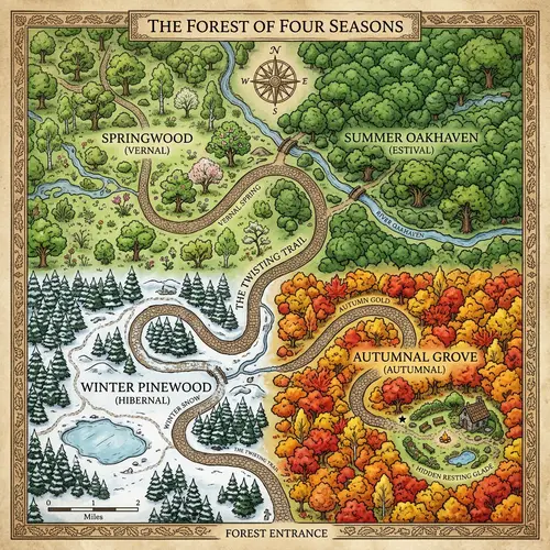 Beautiful Bird's Eye View Forest Map