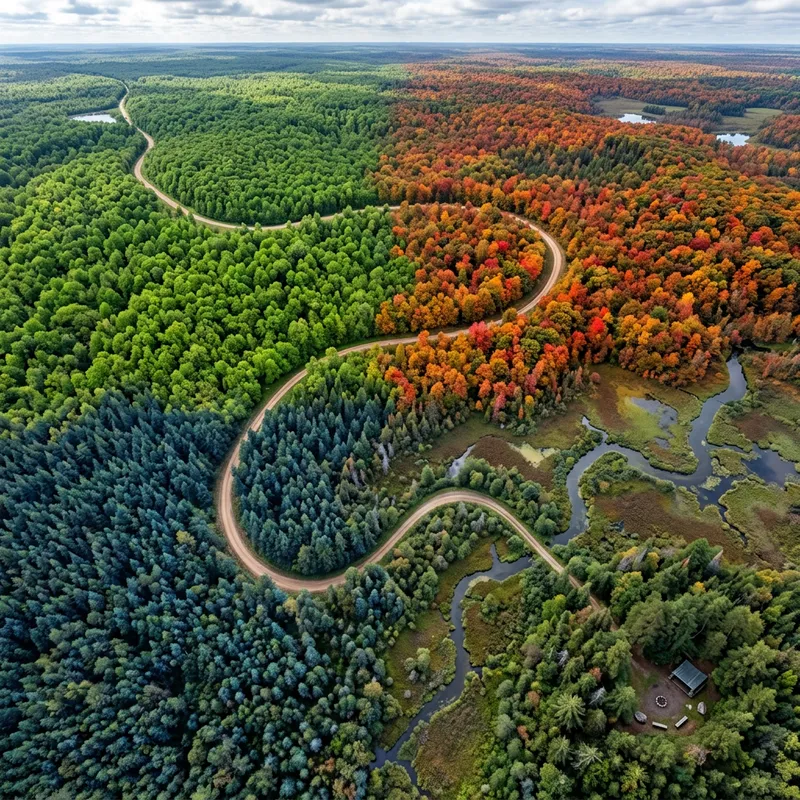 Bird's Eye View of Colorful Forest Map Bird's Eye View of Colorful Forest Map
