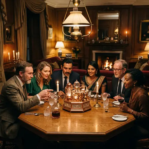 Intricately Designed Time Travel Mechanism in Luxurious Dining Room