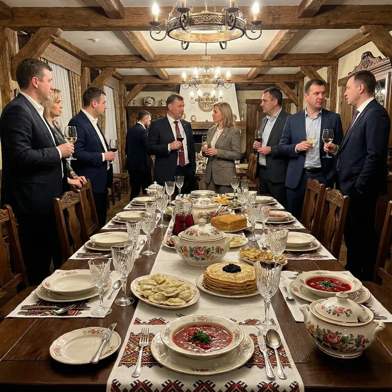 Luxurious Slavic Dining Table for Networking Events