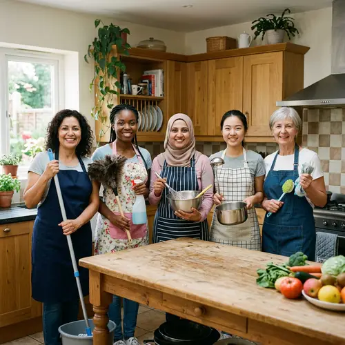 Domestic Workers with Cleaning Tools - Empowering Care
