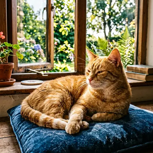 Peaceful Domestic Cat in Natural Surroundings