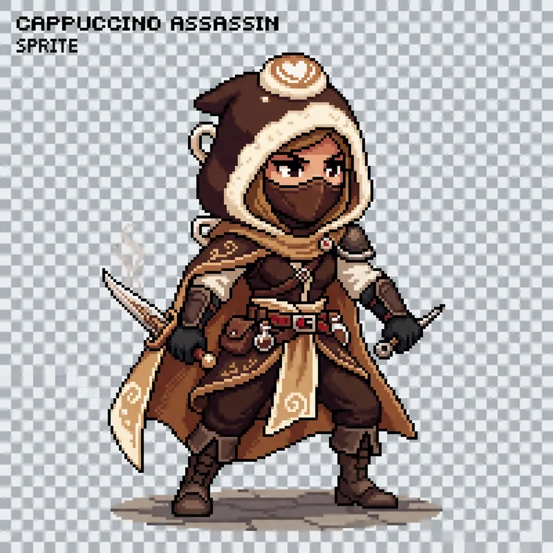 Pixel Art Assassin Cappuccino Sprite Design