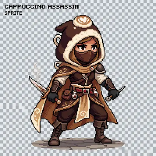 Pixel Art Assassin Cappuccino Sprite Design
