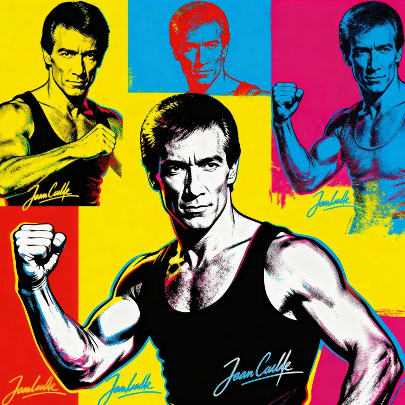 Pop Art Jean Claude Van Damme Portrait in Warhol Style