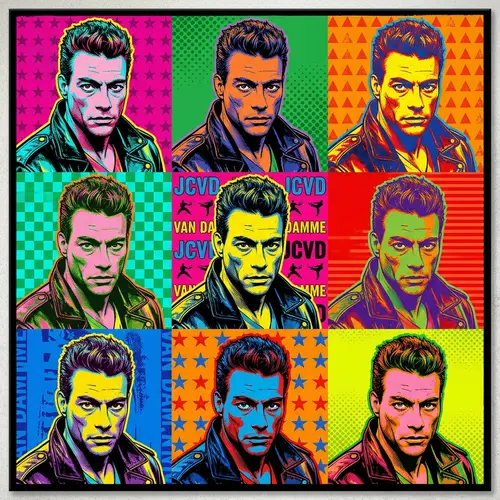 Pop Art Jean Claude Van Damme Portrait in Warhol Style