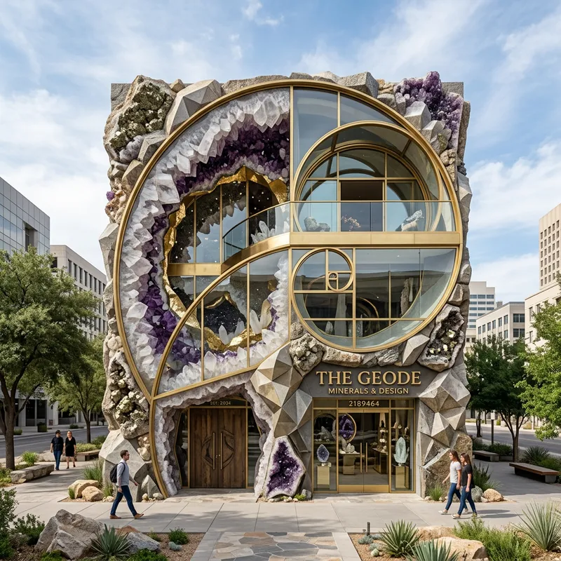 Stunning Two-Story Building Design Inspired by Geodes