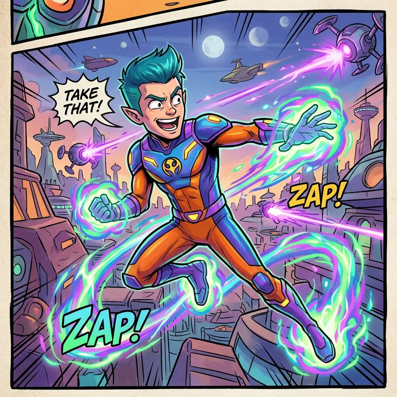 Ben 10 Comic Art: Action-Packed Scenes with Exaggerated Expressions