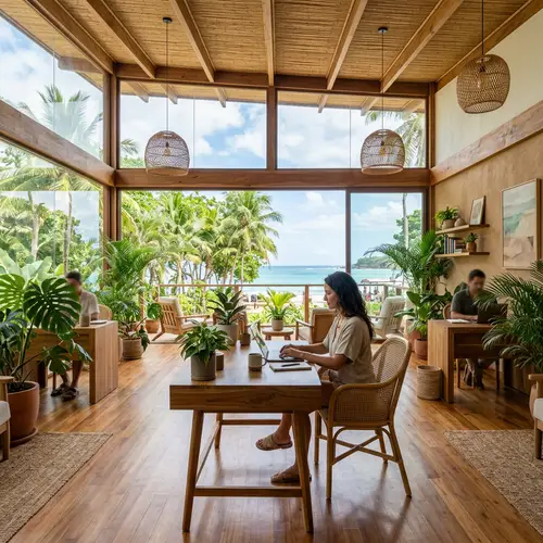 Stunning Tropical Office Interior Design Photography