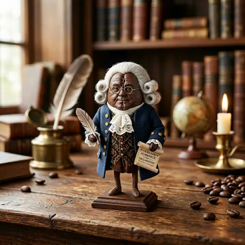 Coffee Bean Dressed as Benjamin Franklin