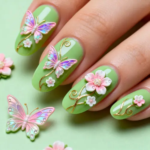 Elegant Lime Green Fairy Nail Design Ideas