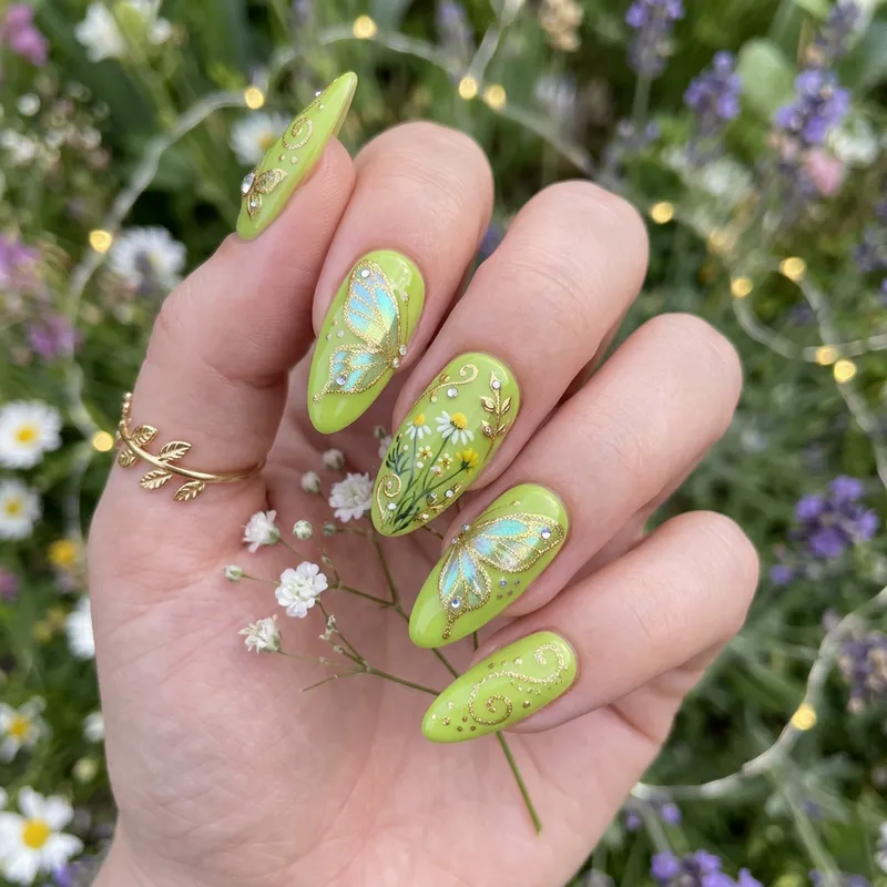 Elegant Lime Green Fairy Nail Design Ideas