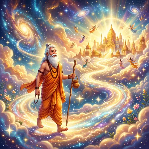 Sage Bhrigu: Celestial 3D Cartoon Scene