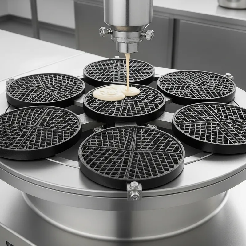 Rotary Wafer Machine with 6 Waffle Plates
