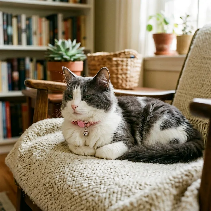 Charming Gray and White Mix Cat with Fluffy Fur