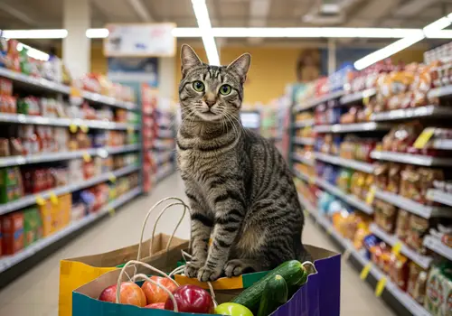 Adorable Cat at the Grocery Store