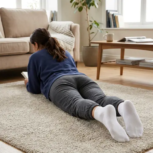 Woman Lying Down with White Socks