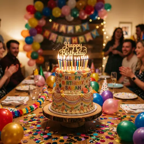 Festive Birthday Cake with Candles | Warm Ambience