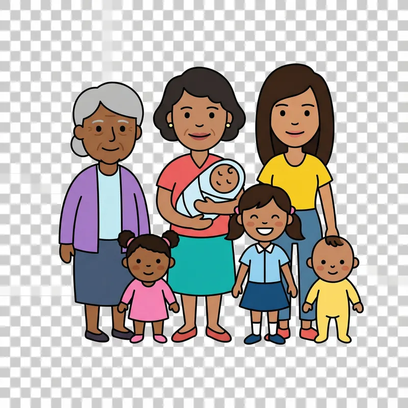 Multiracial Cartoon Women Illustration