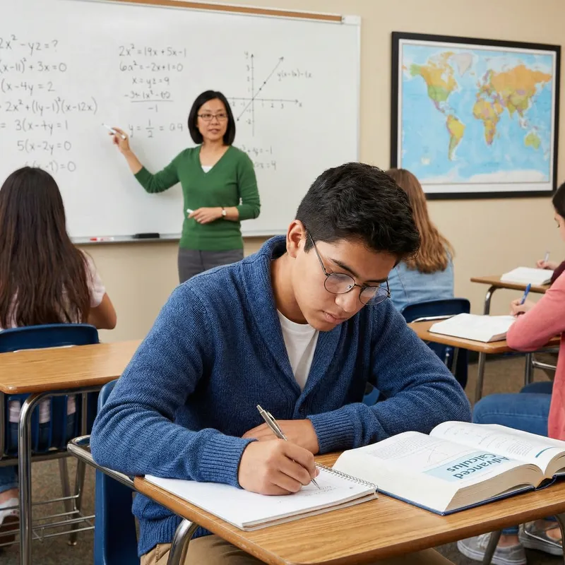 High School Classroom: Student Learning from Asian Female Teacher