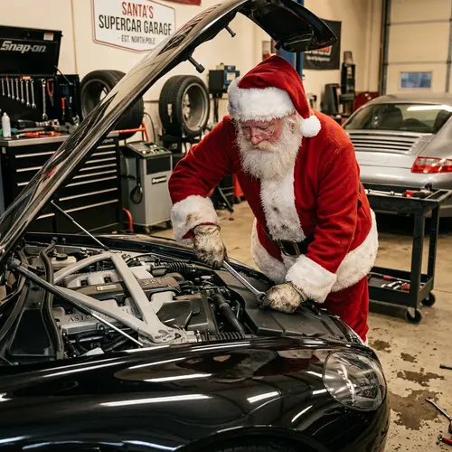 Santa Claus Repairing Luxury Car | Festive Auto Service