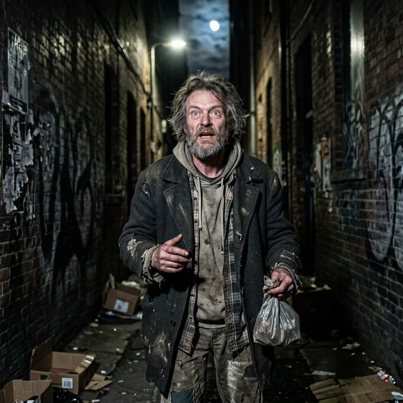 Madman in Urban Alleyway - A Glimpse of Madness Madman in Urban Alleyway - A Glimpse of Madness