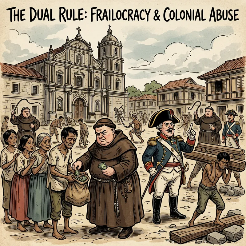 Spanish Friars and Officials Abuse Power Cartoon