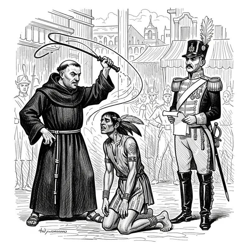 Spanish Friars and Officials Abuse Power Cartoon