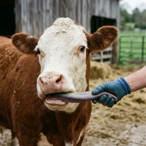 Ultra Realistic Cow with Long Tongue Image