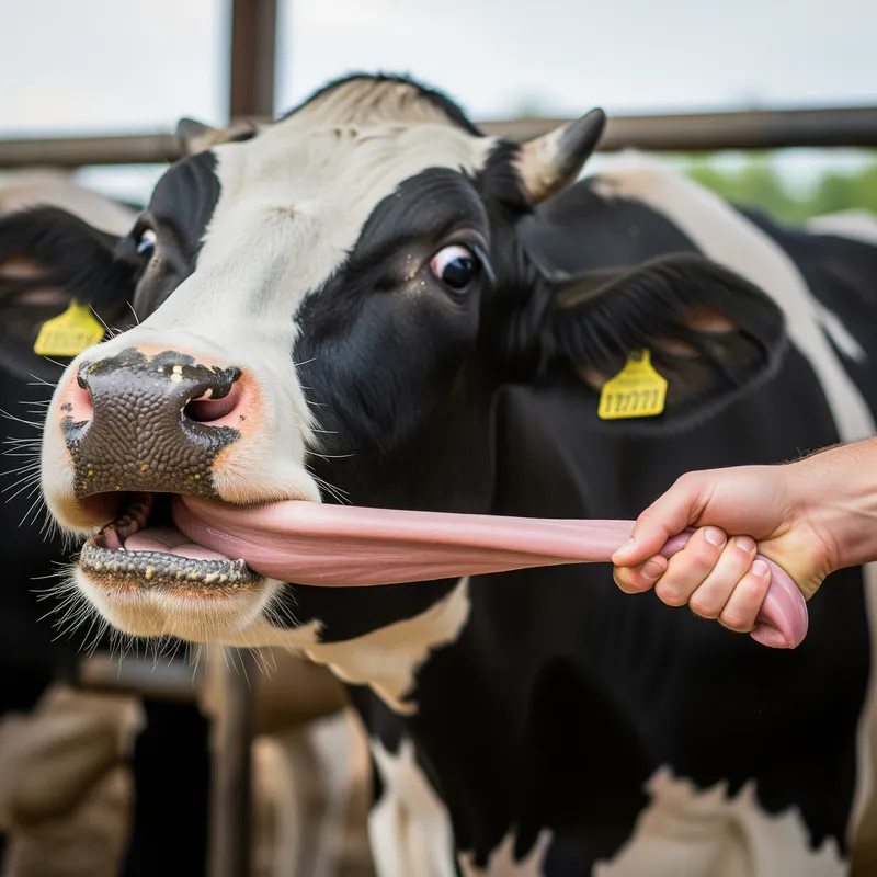 Ultra Realistic Cow with Long Tongue Image